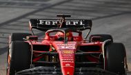 Ferrari's Monegasque driver Charles Leclerc drives during the first practice session of the Singapore Formula One Grand Prix night race at the Marina Bay Street Circuit in Singapore on September 15, 2023. Photo by Lillian SUWANRUMPHA / AFP