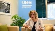 Inger Andersen, Under-Secretary-General of the United Nations and Executive Director of the UN Environment Programme, speaks during an interview at UN headquarters in New York City on September 21, 2023. (Photo by Ed Jones / AFP)