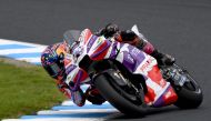 Prima Pramac Racing rider Jorge Martin of Spain rides his motorcycle during a free practice session of the Japanese MotoGP Grand Prix at the Mobility Resort Motegi in Motegi, Tochigi prefecture on September 30, 2023. Photo by Toshifumi KITAMURA / AFP