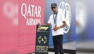 Mutaz Barshim poses for a photo at the Lusail International Circuit Paddock Club on the sidelines of the Formula 1 Qatar Airways Qatar Grand Prix, on Sunday. Pic: Instagram/Mutaz Barshim 