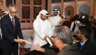 Prof. Dr. Khalid bin Ibrahim Al Sulaiti, General Manager of Cultural Village Foundation, Katara, and Prof. Dr. Mohamed Ould Omar, Director-General of the Arab League Educational, Cultural and Scientific Organisation during the opening of the festival.