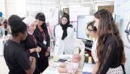 An awareness booth during Qatar Infection Prevention Week.