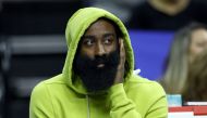 James Harden #1 of the Philadelphia 76ers looks on during the first quarter against the Portland Trail Blazers at Wells Fargo Center on October 29, 2023 in Philadelphia, Pennsylvania. (Photo by Tim Nwachukwu / GETTY IMAGES NORTH AMERICA / Getty Images via AFP)
