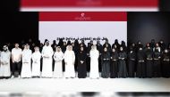 Minister of Education and Higher Education H E Buthaina bint Ali Al Jabr Al Nuaimi with other officials and honourees during the ceremony. 