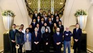 Minister of Education and Higher Education H E Buthaina bint Ali Al Jabr Al Nuaimi (centre) with Qatari students studying in France, Spain, and Portugal at Unesco conference in Paris.