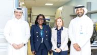 From left: Director of the Public Health Department at MoPH Sheikh Dr. Mohammed bin Hamad Al Thani, CEO of Sidra Medicine Dr. Iyabo Tinubu Karch, Director of the GMP facility Dr. Chiara Cugno and Chief Research Officer at Sidra Medicine Dr. Khalid Fakhro during the opening of the Good Manufacturing Practice facility, yesterday.