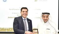 QU President Dr. Omar Al Ansari with President of JUST Prof Khalid El Salem  during the MoU signing ceremony.