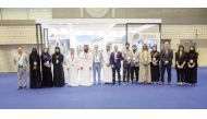 President of QU, Dr. Omar Mohd A Al Ansari (fifth left); Vice President for Research and Graduate Studies at QU Professor Mariam Al Maadeed (fourth left) with other officials during the 17th Annual GPCA Forum. 