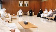 Minister of Education and Higher Education H E Buthaina bint Ali Al Jabr Al Nuaimi (fifth right) with members of Kuwait parliamentary delegation during the meeting.