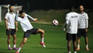 Palestine players gear up for their opening match against Iran.