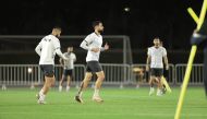 Palestine players during a training session. 