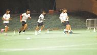 Palestine players during a training session.