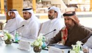 General Manager of Katara Prof. Dr. Khalid bin Ibrahim Al Sulaiti (first right) and other officials address a press conference.