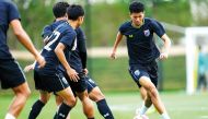 Thailand players gear up for the Round of 16 clash against Uzbekistan.