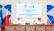 President of UDST Dr. Salem Al Naemi (right) and CEO of Medicare Group QPSC and Al Ahli Hospital Khaled Al Emadi during the MoU signing.