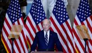 US President Joe Biden gives remarks during the annual National Prayer Breakfast in Statuary Hall in the US Capitol in Washington, on February 01, 2024. (Photo by Anna Moneymaker/Getty Images/AFP)