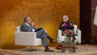 GU-Q Dean Safwan Masri (left) in conversation with Dr. Lisa Anderson, Dean Emerita at Columbia University’s School of International and Public Affairs.