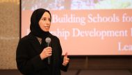 Minister of Education and Higher Education H E Buthaina bint Ali Al Jabr Al Nuaimi addressing the event. 