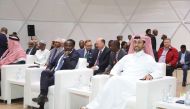 Minister of Municipality H E Abdullah bin Hamad bin Abdullah Al Attiyah (right), Rwanda's Minister of Agriculture H E Ildephonse Musafiri (second right) and others at the event. 