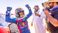 Qatar's Nasser Saleh Al Attiyah celebrates after winning the Abu Dhabi Desert Challenge. PICTURES: TWITTER/@OfficialW2RC