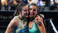 Veronica Virseda and Marta Gellego celebrate after defeating Marta Talavan and Buria Rodriguez.