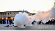 File: Iftar cannon firing at Souq Waqif