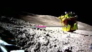 This handout photo released on January 25, 2024, from the Japan Aerospace Exploration Agency and credited to JAXA, Takara Tomy, Sony Group Corporation and Doshisha University shows an image of the lunar surface. (Photo by Handout / various sources / AFP) 