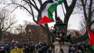 A crowd protests outside the White House after a Jan. 13 pro-Palestinian rally calling for a cease-fire in Gaza. Photo by Craig Hudson.