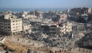 A general view shows the destruction in the area surrounding Gaza's Al-Shifa hospital after the Israeli military withdrew from the complex housing the hospital on April 1, 2024. Photo by AFP. 