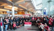 Garuda Team welcomed by the Indonesian community on arrival at Hamad International Airport