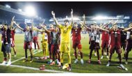 Qatar players acknowledge fans after the win. PICS:  Rajan Vadakkemuriyil / The Peninsula