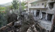 Rubble litters the area around a house which was hit overnight by an Israeli airstrike in the southern Lebanese village of Shebaa near the border on April 26, 2024. (Photo by Rabih Daher / AFP)