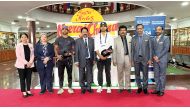 BPS officials with Indian athletes Neeraj Chopra, Kishore Jena during their visit to the school.