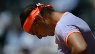 Spain's Rafael Nadal reacts during his match against Poland's Hubert Hurkacz during the Men's ATP Rome Open tennis tournament at Foro Italico in Rome on May 11, 2024. (Photo by Filippo Monteforte / AFP)
 