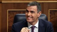 Spain's Prime Minister Pedro Sanchez looks on after delivering a speech to announce that Spain will recognise Palestine as a state on May 28, at the Congress of Deputies in Madrid on May 22, 2024. (Photo by Thomas Coex / AFP)