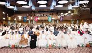 Minister of Education and Higher Education H E Buthaina bint Ali Al Jabr Al Nuaimi (fourth left), Minister of Labour H E Dr. Ali bin Smaikh Al Marri (third left), Minister of Justice and Minister of State for Cabinet Affairs H E Ibrahim bin Ali Al Mohannadi (fifth left), Chairman of the Board of Trustees of Lusail University H E Dr. Ali bin Fetais Al Marri and others at the graduation. 