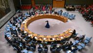 An overall view as the UN Security CoUNcil holds a meeting on the situation in the Middle East at UN headquarters on JUNe 10, 2024 in New York. (Photo by Angela Weiss / AFP)