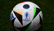 The official match ball of the UEFA Euro 2024 football Championship is pictured during a training session of Austria team at the Amateur Stadion in Berlin on June 13, 2024. (Photo by Gabriel Bouys / AFP)