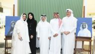 Qatari writer Hamad Al Tamimi (second right) and Qatari artist Ahmed Nooh (centre) along with officials during the ceremony.