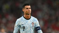 Portugal's forward #07 Cristiano Ronaldo reacts during the UEFA Euro 2024 Group F football match in Gelsenkirchen on June 26, 2024. (Photo by Ozan Kose / AFP)