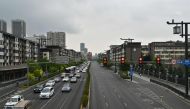 This picture shows a general view of traffic in Taiyuan, in China's northern Shanxi province on July 2, 2024. (Photo by Adek Berry / AFP)