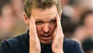 Germany's head coach Julian Nagelsmann reacts during the UEFA Euro 2024 quarter-final football match on July 5, 2024. (Photo by Tobias Schwarz / AFP)