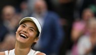 Britain's Emma Raducanu celebrates winning against Greece's Maria Sakkari on July 5, 2024. (Photo by Glyn Kirk / AFP) 