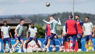 Spain's players attend a training session at the team's base camp in Donaueschingen, on July 8, 2024. (Photo by Lluis Gene / AFP)
