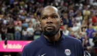 Kevin Durant of the United States walks on the court after the team's 86-72 victory over Canada in their exhibition game ahead of the Paris Olympic on July 10, 2024. Ethan Miller/Getty Images/AFP 