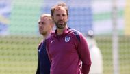 England's head coach Gareth Southgate leads an MD-1 training session at the team's base camp in Blankenhain, on July 13, 2024, on the eve of their UEFA Euro 2024 final football match against Spain. (Photo by Adrian DENNIS / AFP)
