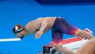 Qatari swimmer Abdulaziz Al Obaidly in action during the Paris 2024 Olympic Games