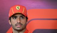 Ferrari's Spanish driver Carlos Sainz looks on during a press conference ahead of the Formula One Belgian Grand Prix at the Spa-Francorchamps circuit in Spa on July 25, 2024. (Photo by JOHN THYS / AFP)
