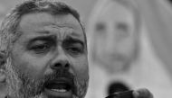 (Files) Hamas leader Ismail Haniyeh addresses supporters during a rally in Gaza City 22 April 2005. (Photo by Mohammed Abed / AFP)