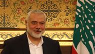 (Files) Hamas leader Ismail Haniyeh in Beirut on June 22, 2022. (Photo by Anwar Amro / AFP)
 